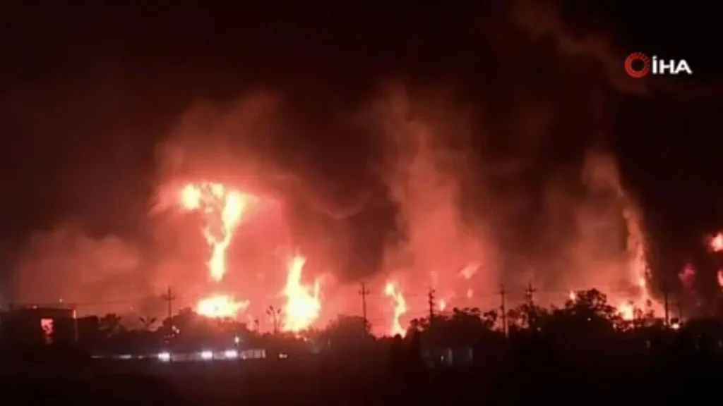 erbil de petrol rafinerisinde yangin