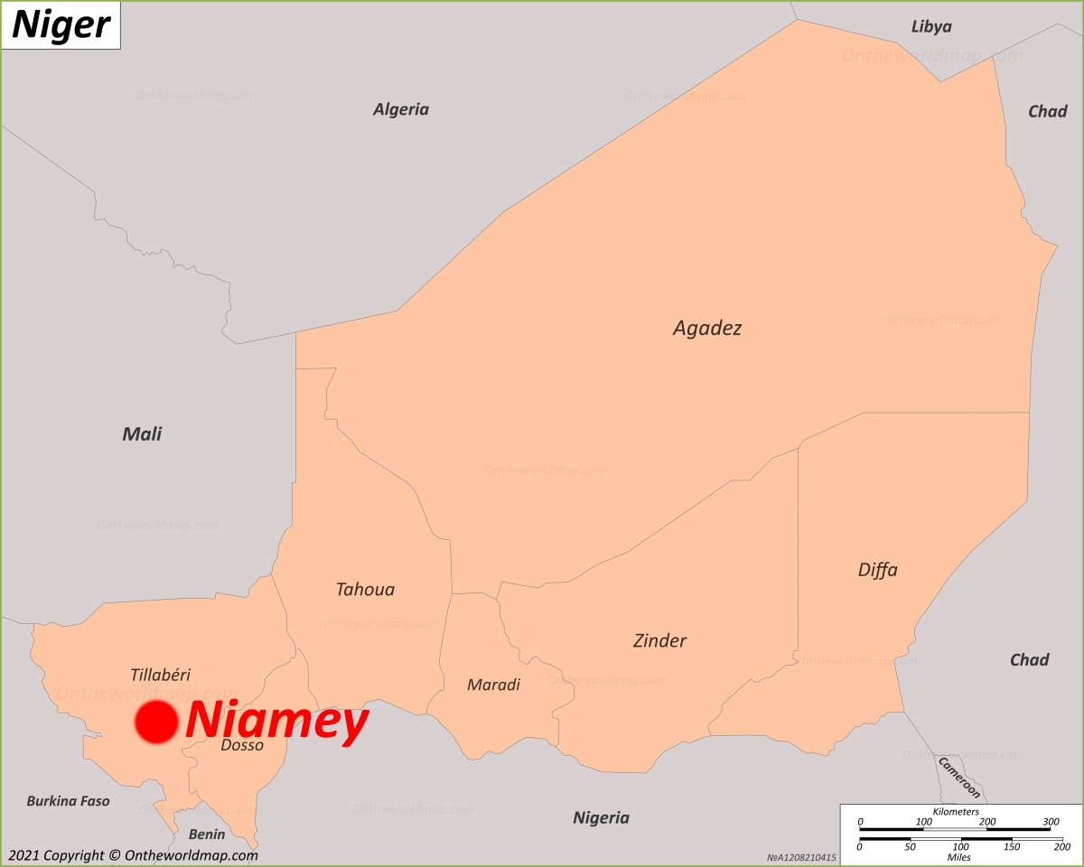 niamey location on the niger map