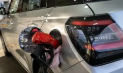 A car at a filling station buying gas